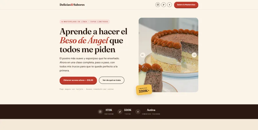Delicias & Sabores Landing Page Screenshot