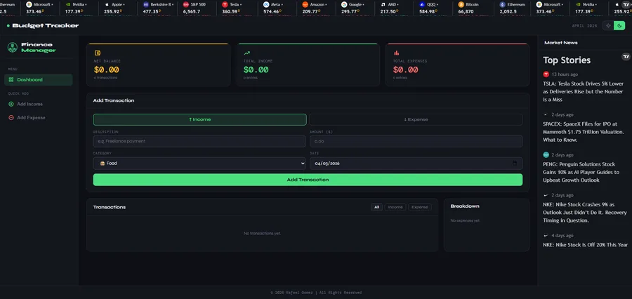 Finance Dashboard Screenshot
