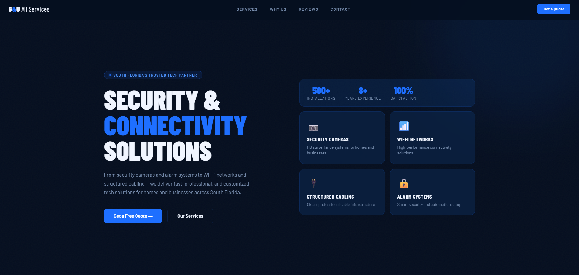 G & U All Services Website Screenshot